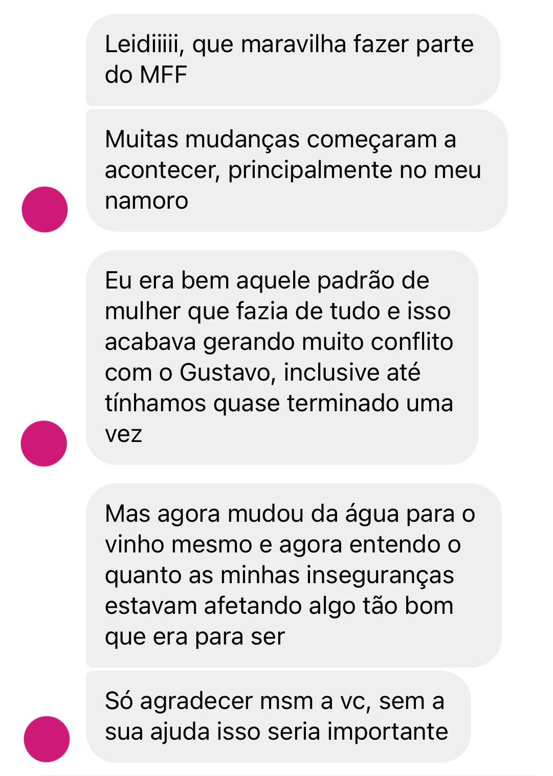 Depoimento de aluna do programa MFF
